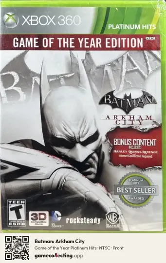 Batman: Arkham City Xbox 360, NTSC box front