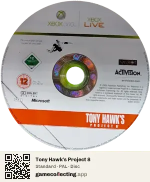 Tony Hawk's Project 8 Xbox 360, PAL disc