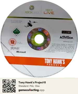 Tony Hawk's Project 8 Xbox 360, PAL disc