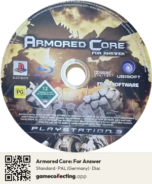 Armored Core: For Answer PlayStation 3, PAL disc
