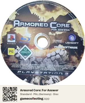 Armored Core: For Answer PlayStation 3, PAL disc