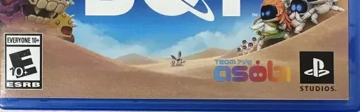 Astro Bot, the ESRB box on its front