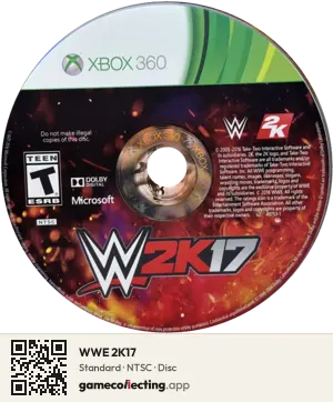 WWE 2K17 Xbox 360, NTSC disc