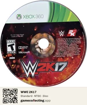 WWE 2K17 Xbox 360, NTSC disc