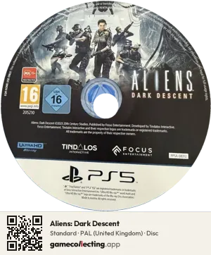 Aliens: Dark Descent PlayStation 5, PAL disc
