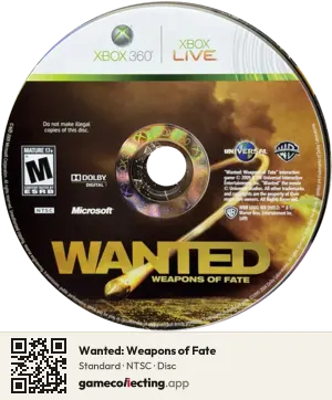 Wanted: Weapons of Fate Xbox 360, NTSC disc