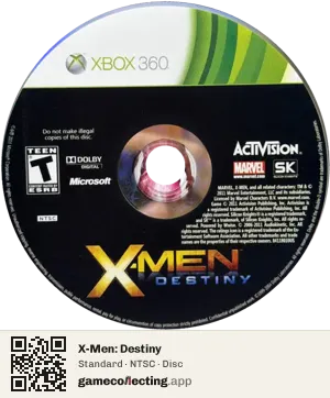 X-Men: Destiny Xbox 360, NTSC disc