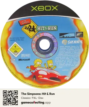 The Simpsons: Hit & Run Xbox, PAL disc