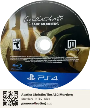 Agatha Christie: The ABC Murders PlayStation 4, NTSC disc