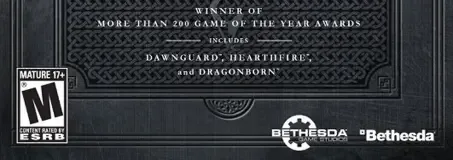 The Elder Scrolls V: Skyrim, the ESRB box on its front