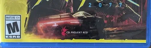 Cyberpunk 2077, the ESRB box on its front