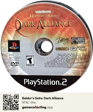 Baldur's Gate: Dark Alliance PlayStation 2, NTSC disc