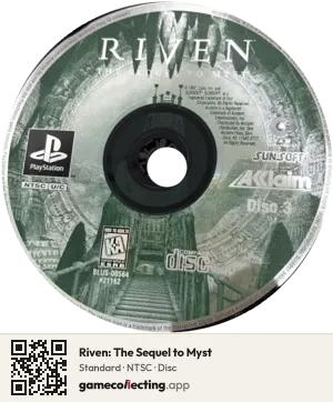 Riven: The Sequel to Myst PlayStation, NTSC disc