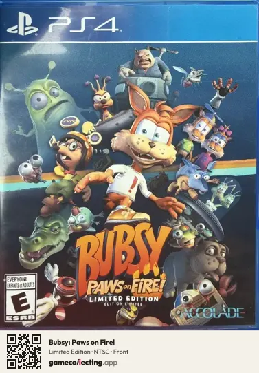 Bubsy: Paws on Fire! PlayStation 4, NTSC box front