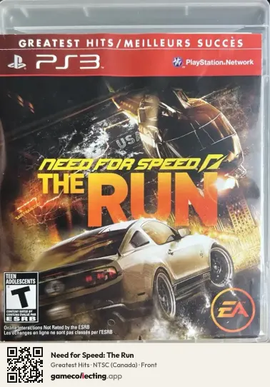 Need for Speed: The Run PlayStation 3, Canada box front