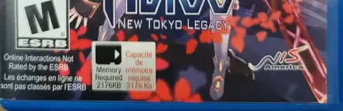 Operation Abyss: New Tokyo Legacy, the ESRB box on its front