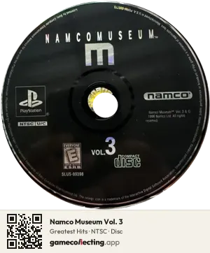 Namco Museum Vol. 3 PlayStation, NTSC disc