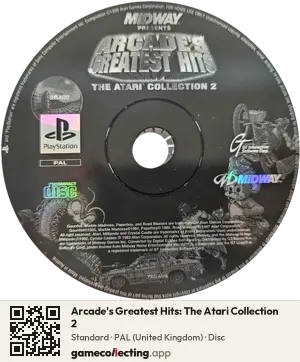 Arcade's Greatest Hits: The Atari Collection 2 PlayStation, PAL disc