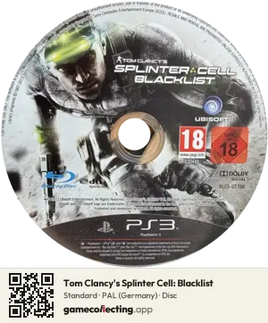 Tom Clancy's Splinter Cell: Blacklist PlayStation 3, PAL disc