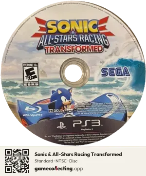 Sonic & All-Stars Racing Transformed PlayStation 3, NTSC disc