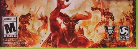 Saints Row: Gat Out of Hell, the ESRB box on its front