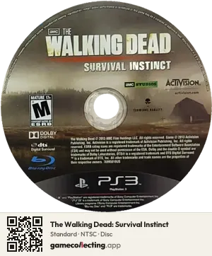 The Walking Dead: Survival Instinct PlayStation 3, NTSC disc