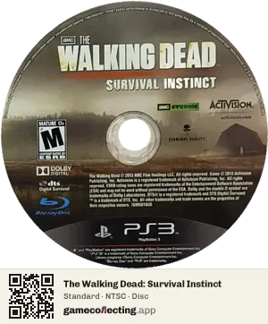 The Walking Dead: Survival Instinct PlayStation 3, NTSC disc