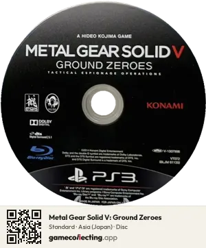 Metal Gear Solid V: Ground Zeroes PlayStation 3, Asia disc