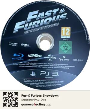 Fast & Furious: Showdown PlayStation 3, PAL disc