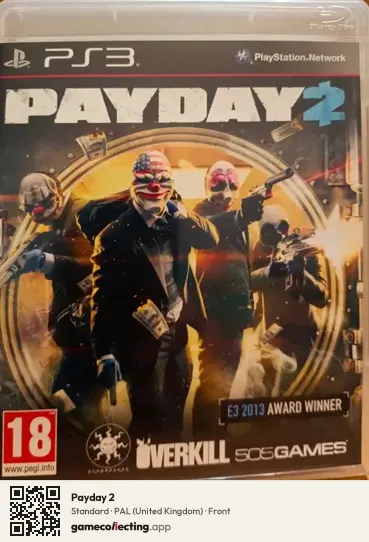 Payday 2 PlayStation 3, United Kingdom box front