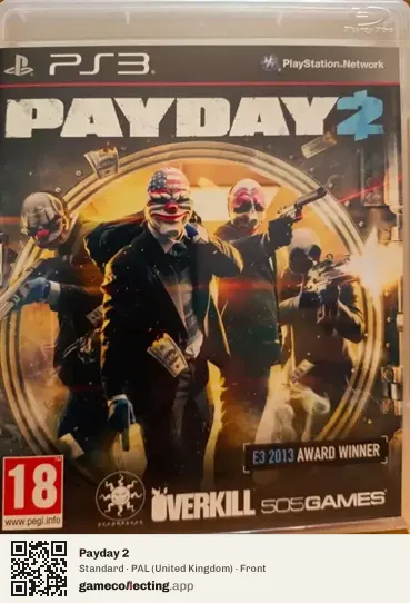 Payday 2 PlayStation 3, United Kingdom box front