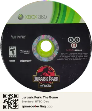 Jurassic Park: The Game Xbox 360, NTSC disc