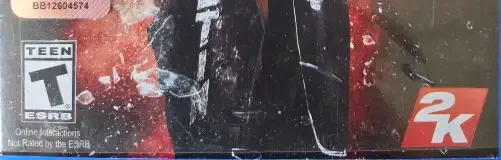 WWE 2K16, the ESRB box on its front
