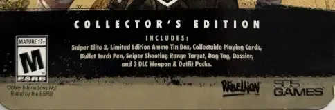 Sniper Elite III, the ESRB box on its front