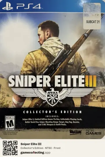 Sniper Elite III PlayStation 4, NTSC box front