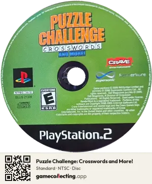 Puzzle Challenge: Crosswords and More! PlayStation 2, NTSC disc