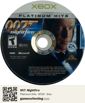 007: Nightfire Xbox, NTSC disc