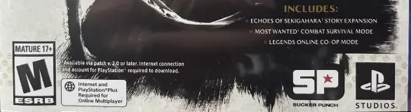 Ghost of Yotei, the ESRB box on its front