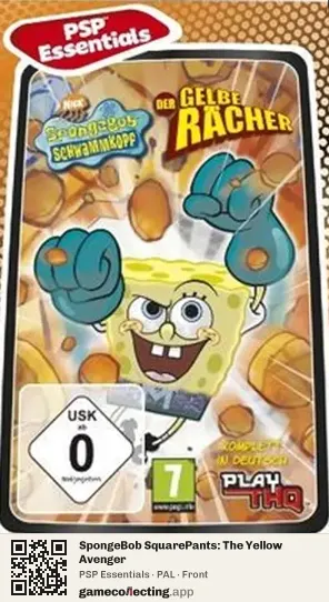 SpongeBob SquarePants: The Yellow Avenger PlayStation Portable, PAL box front