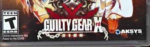 Guilty Gear Xrd: Sign, the ESRB box on its front