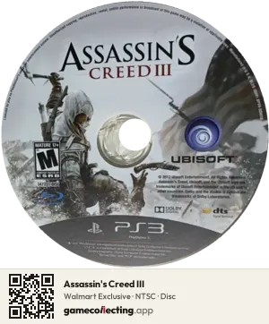 Assassin's Creed III PlayStation 3, NTSC disc