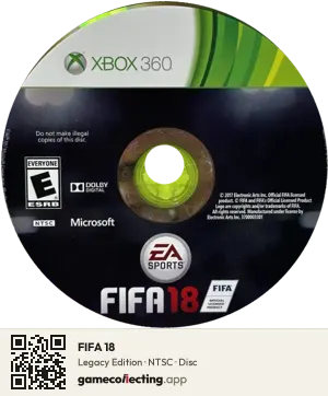 FIFA 18 Xbox 360, NTSC disc