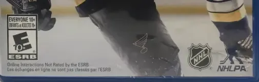 NHL 17, the ESRB box on its front