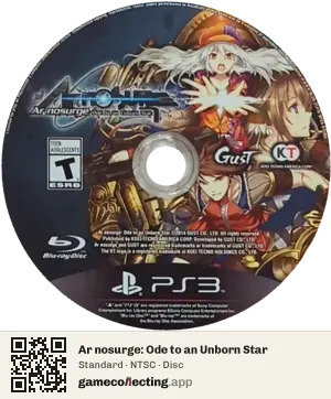 Ar nosurge: Ode to an Unborn Star PlayStation 3, NTSC disc