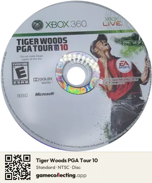 Tiger Woods PGA Tour 10 Xbox 360, NTSC disc