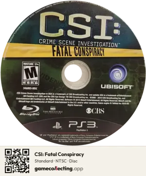 CSI: Fatal Conspiracy PlayStation 3, NTSC disc