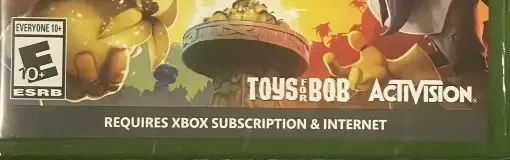 Crash Team Rumble, the ESRB box on its front