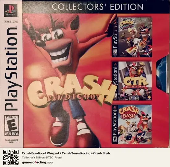 Crash Bandicoot Warped + Crash Team Racing + Crash Bash PlayStation, NTSC box front