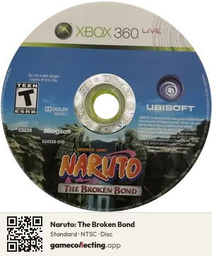 Naruto: The Broken Bond Xbox 360, NTSC disc