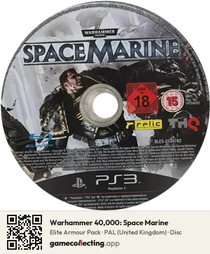 Warhammer 40,000: Space Marine PlayStation 3, PAL disc